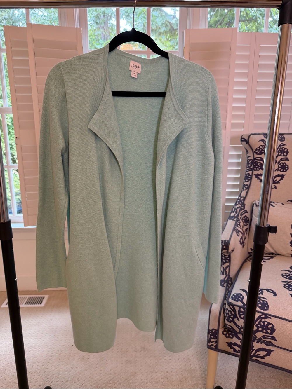 J. Crew Mint Green Open-Front Knit Cardigan
